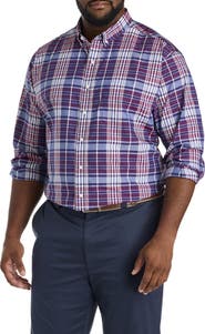 Oak Hill by DXL Big & Tall Large Plaid Performance Sport Shirt
