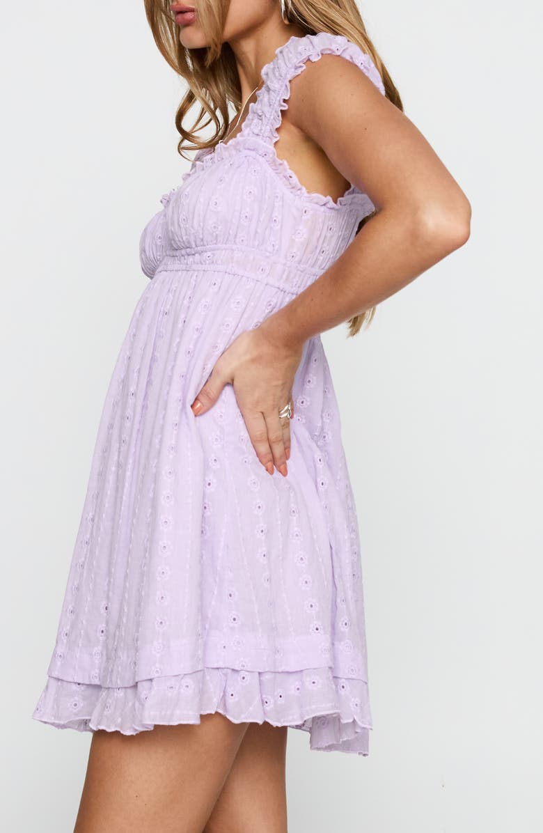 Princess Polly Carlita Eyelet Cotton Babydoll Minidress, Alternate, color, Lilac