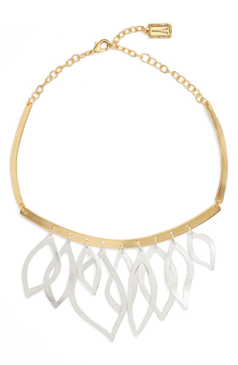 Karine Sultan Two-Tone Frontal Necklace, Main, color,