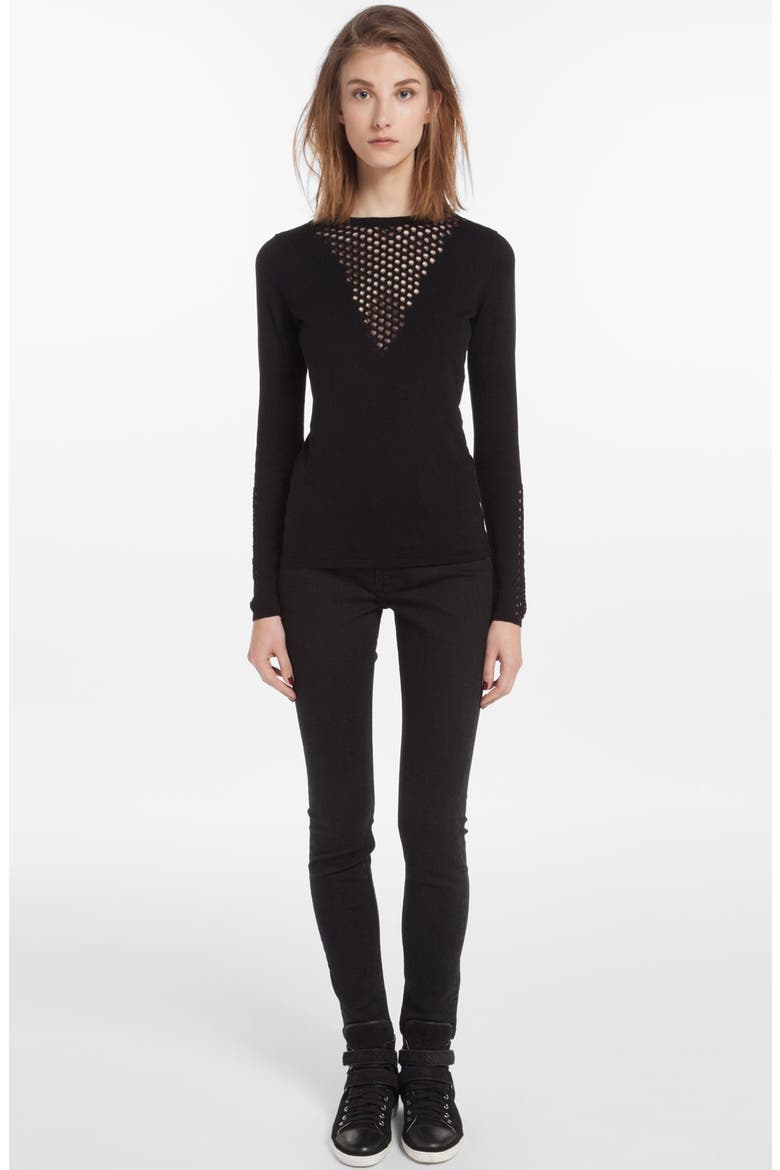 'Dramaturg' Perforated Sweater, Main, color, NOIR