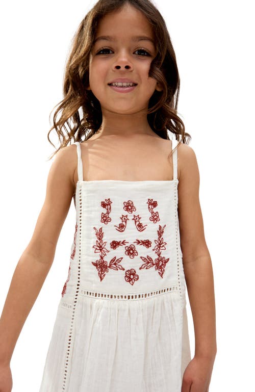 Raffya Kids Eina Ladder Insert Embroidered Dress In White