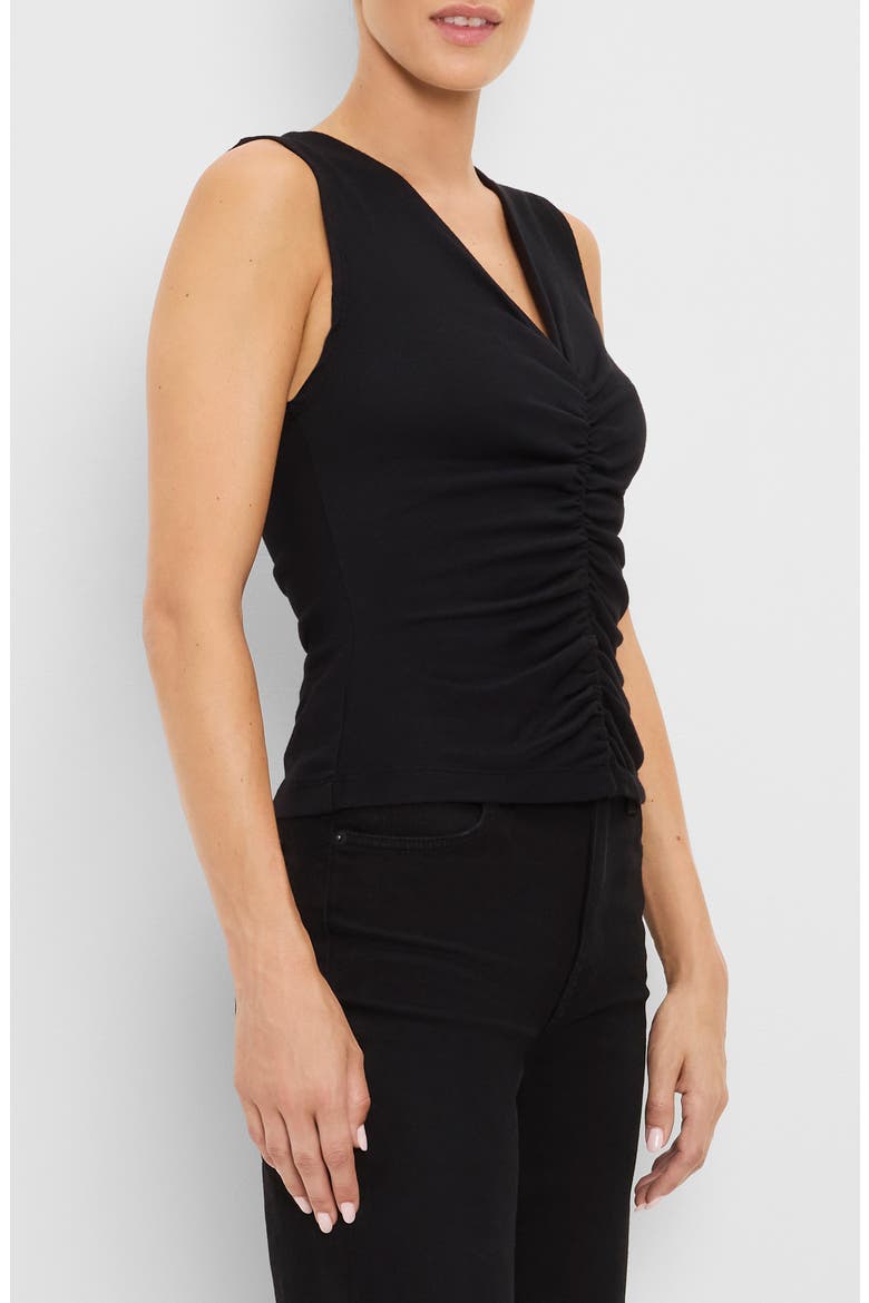 Lune Shirred Front Tank, Alternate, color, BLACK