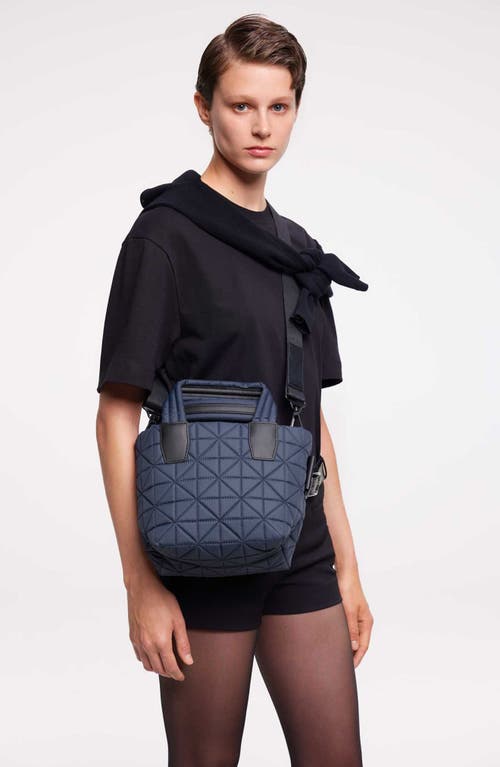 Veecollective Mini Vee Water Repellent Quilted Nylon Tote In Midnight Blue