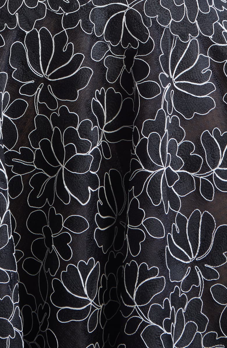 Lela Rose Strapless Floral Lace Gown, Alternate, color, Black/ Ivory