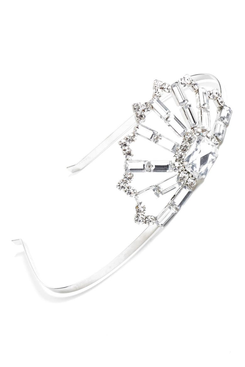 Crystal Crown Headband, Main, color, SILVER
