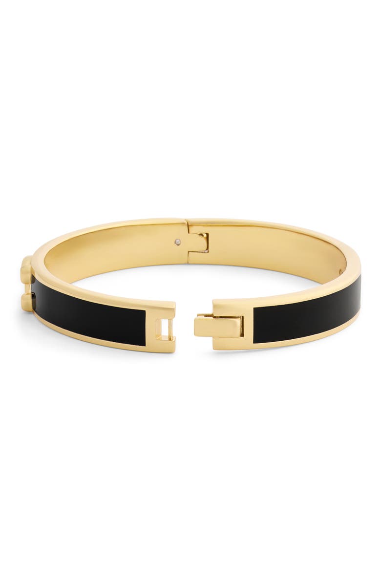 Signature C Enamel Hinge Bangle, Alternate, color, BLACK/ GOLD