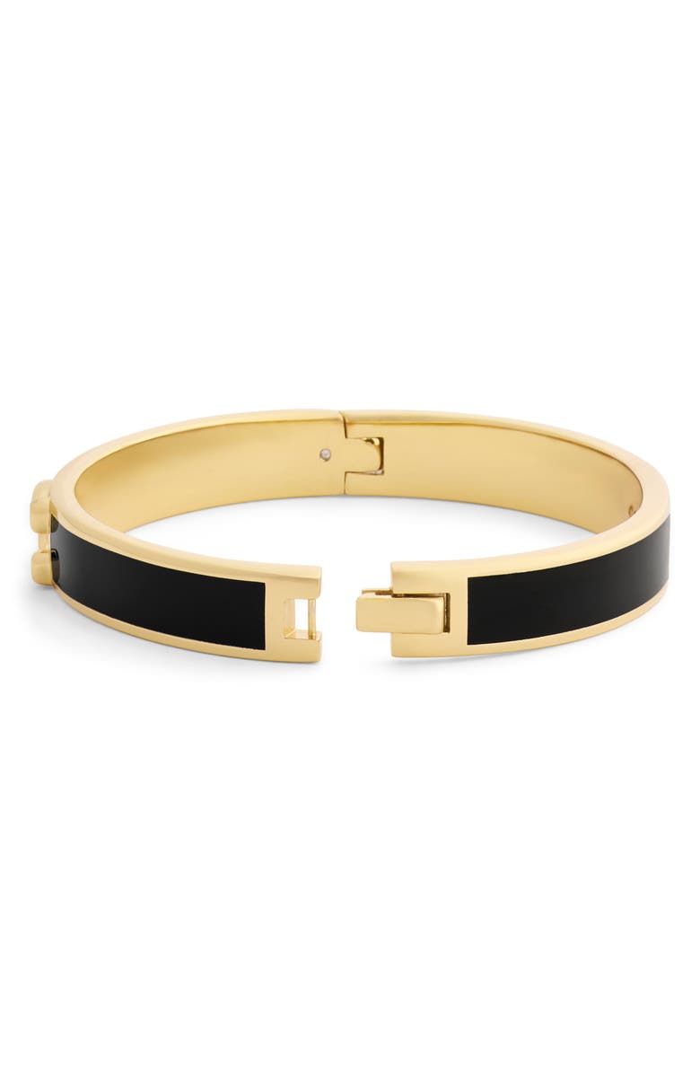 COACH Signature C Enamel Hinge Bangle, Alternate, color, Black/ Gold