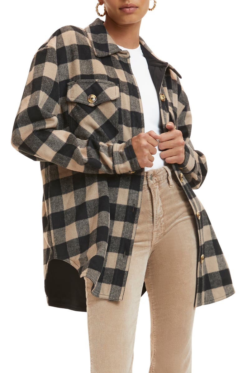 Good American Buffalo Plaid Shacket, Main, color, 