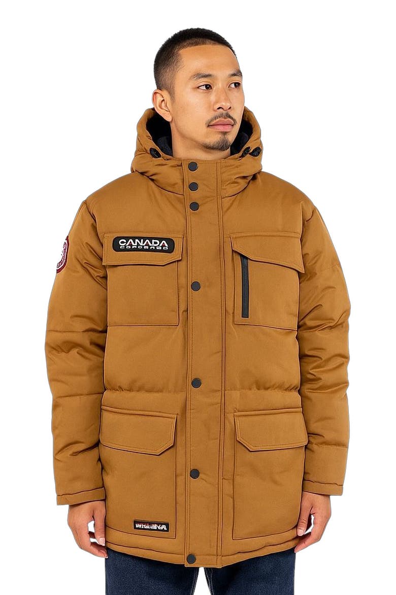 Men's Heavyweight Hooded Puffer Jacket, Main, color, Timber