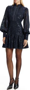 Bardot Remy Long Sleeve Lace & Sequin Minidress