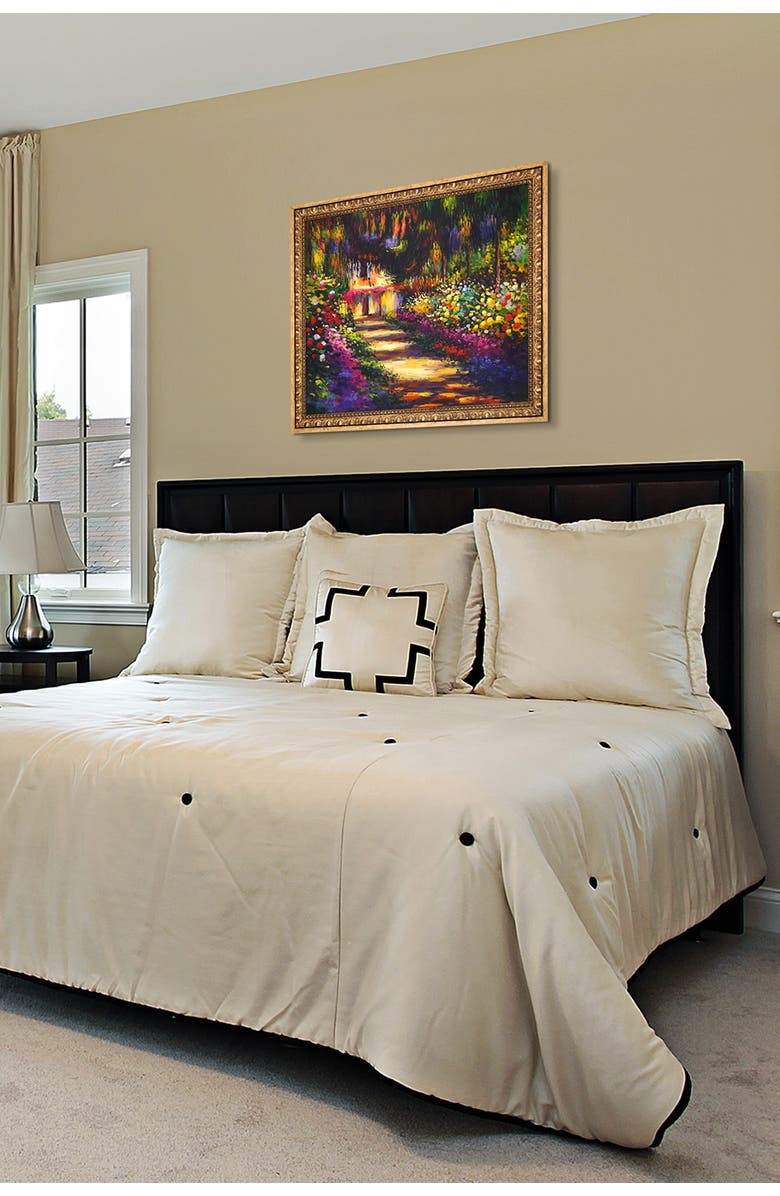 OVERSTOCK ART Pathway in Monet's Garden at Giverny Framed Oil Reproduction of Original Painting by Claude Monet - 27.5"x23.5", Main, color, 