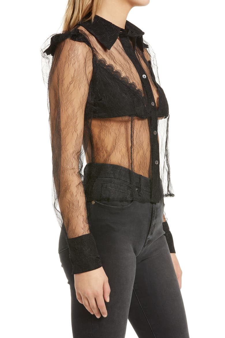 Chesil Sheer Mesh Shirt, Alternate, color, BLACK