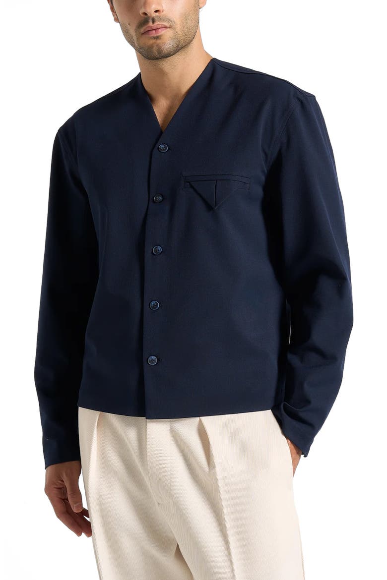 Zac Boxy V-Neck Long Sleeve Shirt, Alternate, color, Navy