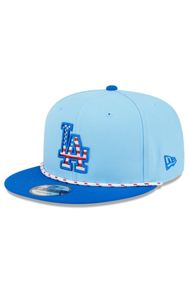 New Era Men's New Era Light Blue/Royal Los Angeles Dodgers 2025 Fourth of July 9FIFTY Snapback Hat, Main, color, 