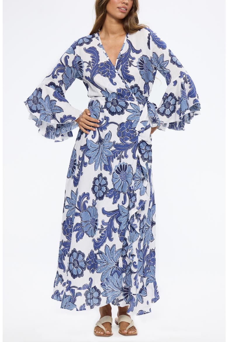 Carly Wrap Maxi Dress, Alternate, color, NAVY IBIZA