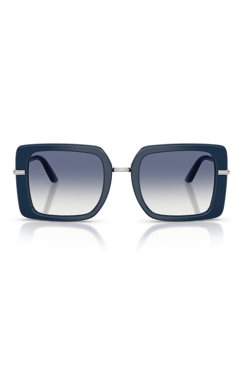 52mm Gradient Square Sunglasses, Main, color, BLUE CLEAR LIGHT BLUE