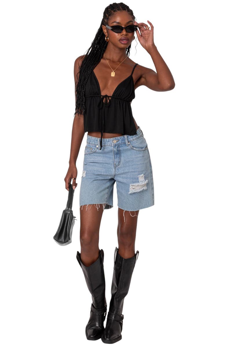 EDIKTED Rylee Tie Front Open Back Camisole, Alternate, color, Black