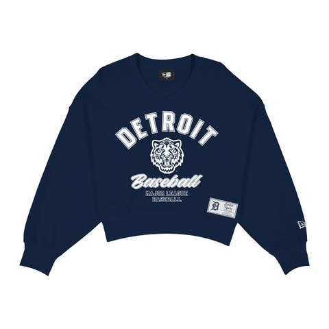 Women's New Era Navy Detroit Tigers City Connect V-Neck Sweatshirt