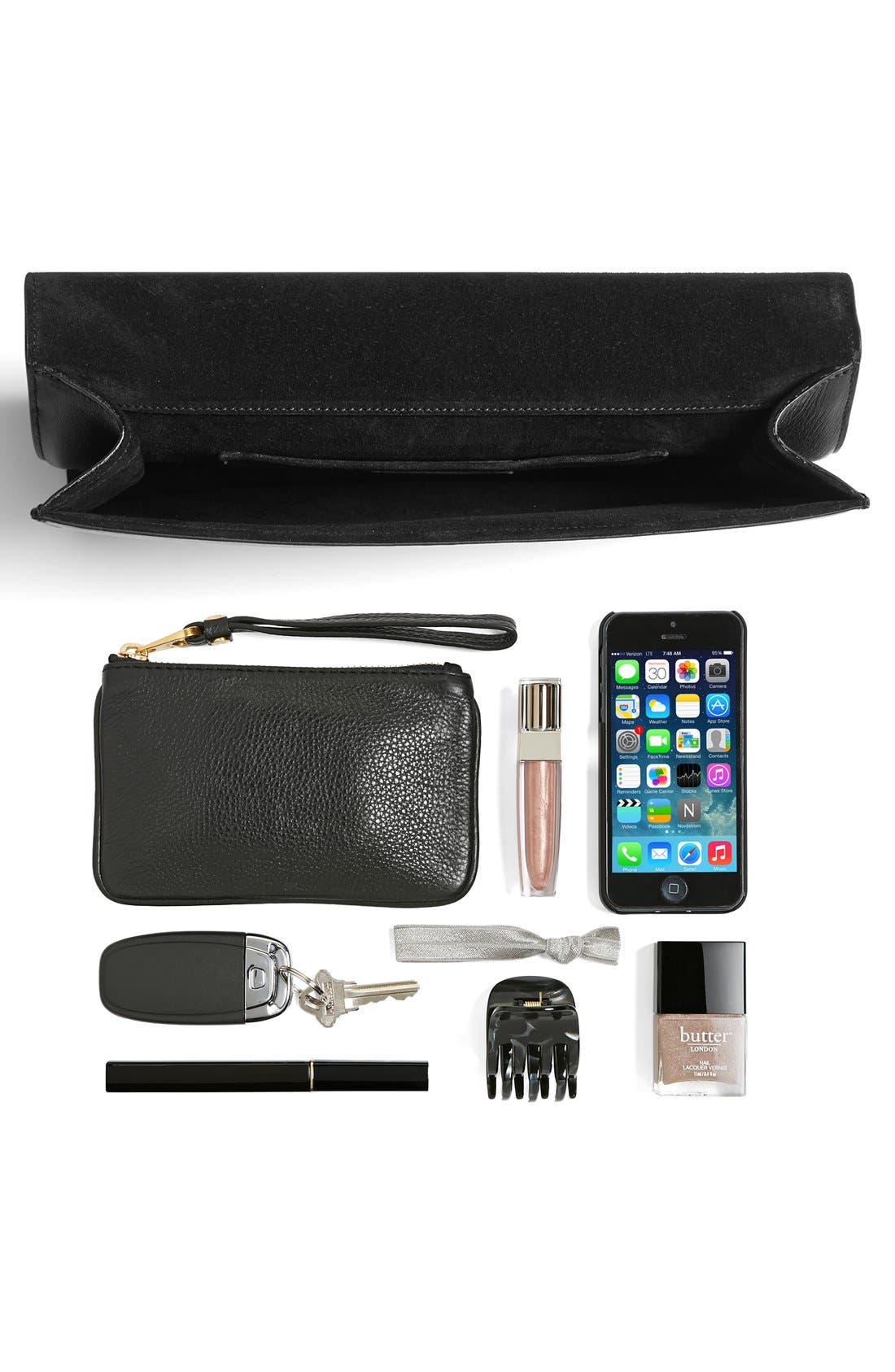 Saint Laurent 'Y' Leather Clutch, Alternate, color, 