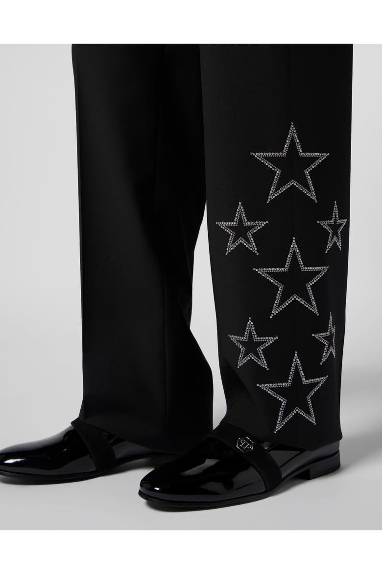 Loose Fit Trousers Stars Studs Men, Alternate, color, black