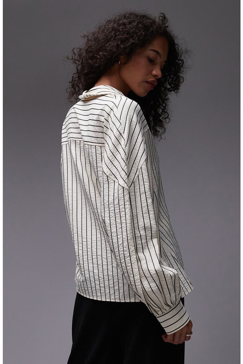 Textured Stripe Button-Up Shirt, Alternate, color, WHITE MULTI