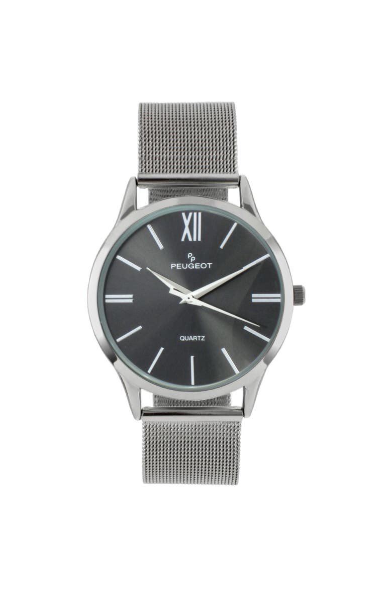 Minimalist Clean Dial Steel Mesh Bracelet Watch - 40MM, Main, color, Grey