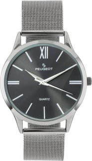 Peugeot Minimalist Clean Dial Steel Mesh Bracelet Watch - 40MM