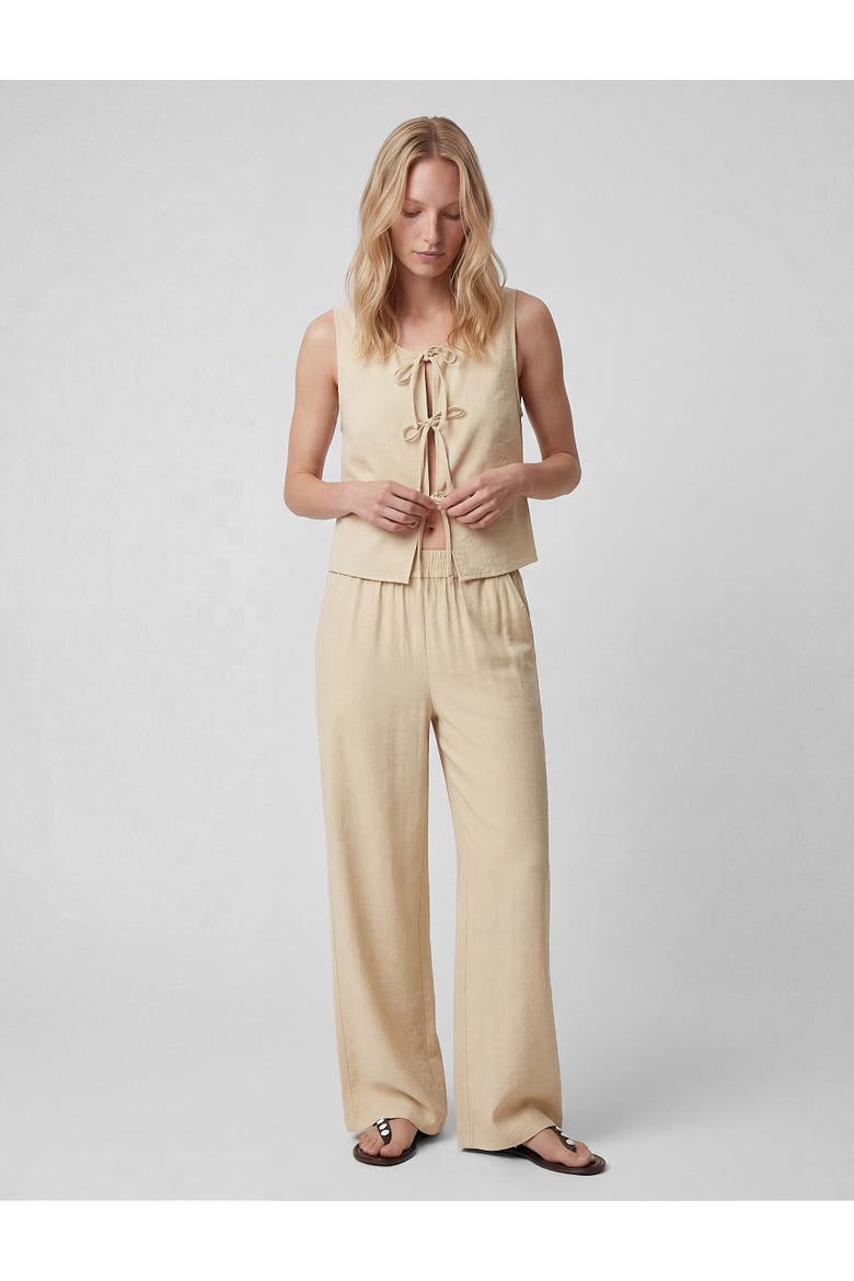 Sleeveless Tie Front Top, Main, color, BEIGE