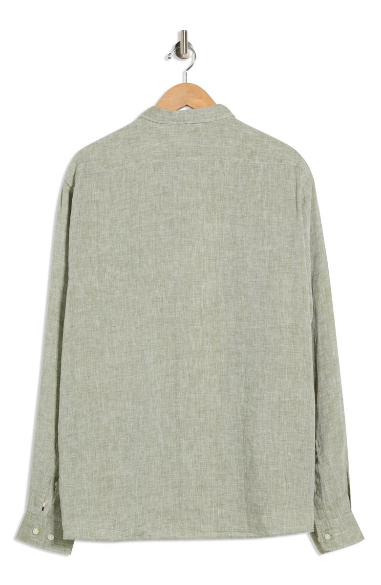 BOSS Liam Linen Dress Shirt, Alternate, color, Medium Green