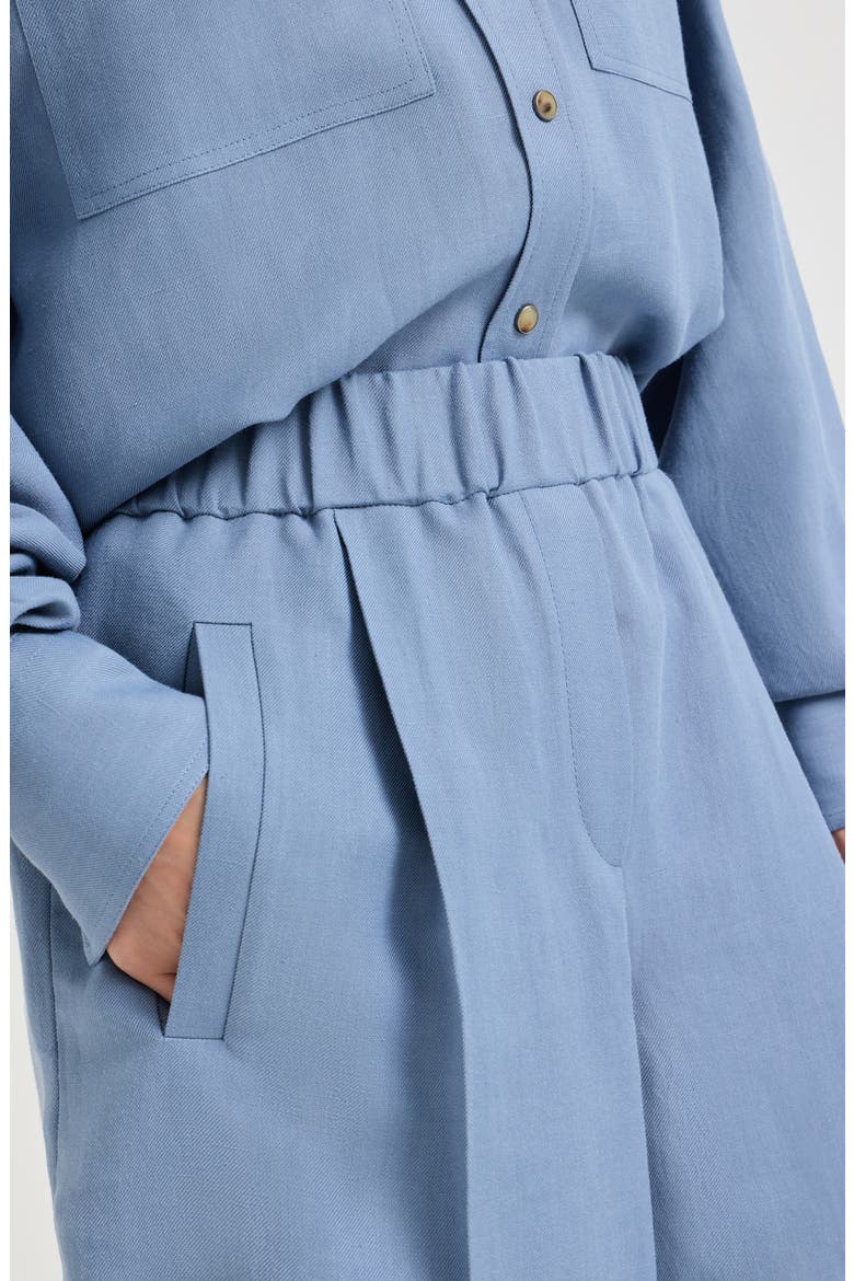 Fluid twill baggy shorts, Alternate, color, Azure