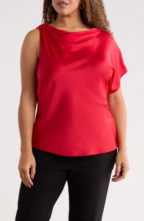 Asymmetric Satin Top (Plus)