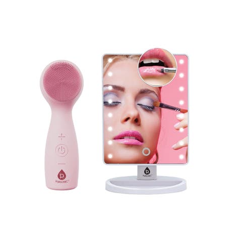Dimmable LED Vanity Mirror & 3-in-1 Facial Cleansing Device LED Light