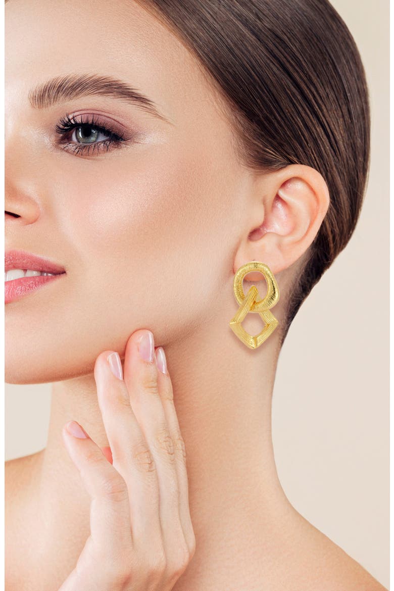 Textured Drop Earrings, Alternate, color, GOLD