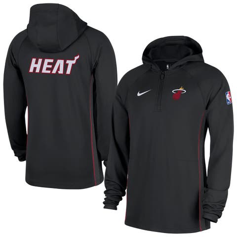 Men's Nike  Black Miami Heat Authentic On Court Zone Quarter-Zip Dri-FIT Hoodie Jacket