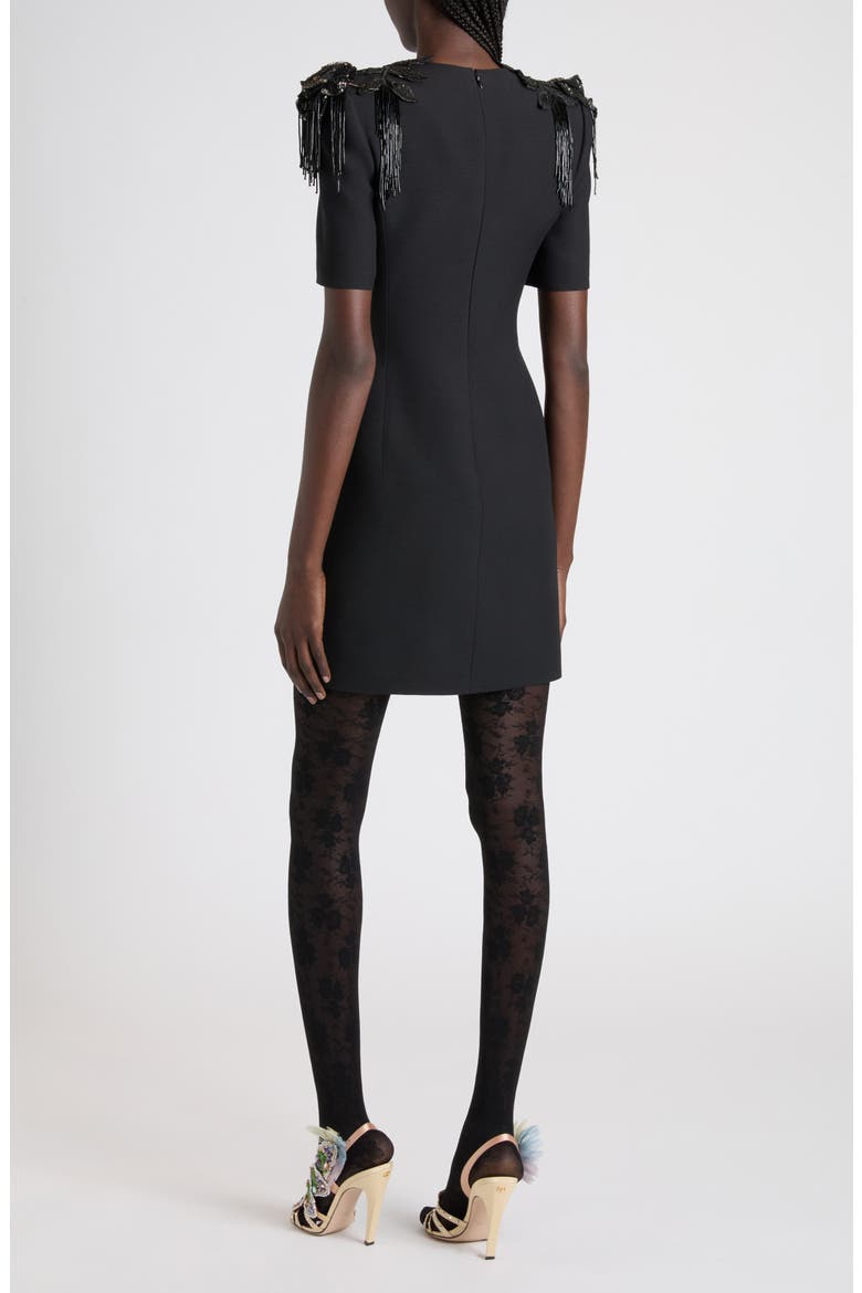 Embellished Crepe Couture Minidress, Alternate, color, BLACK