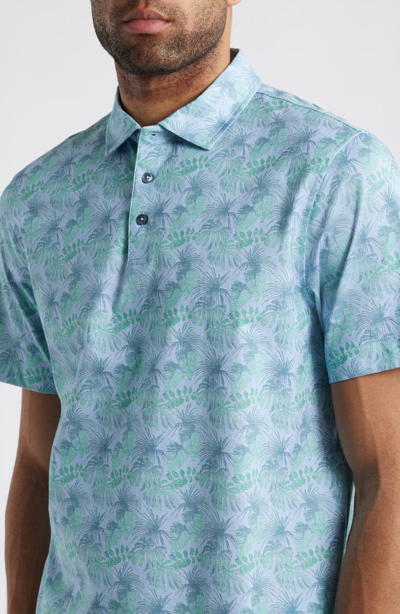 Bugatchi Victor OoohCotton<sup>®</sup> Leaf Print Polo, Alternate, color, Sky