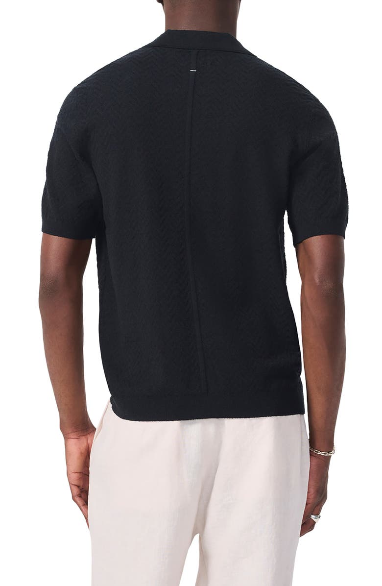 rag & bone Zuma Johnny Collar Chevron Terry Cloth Polo, Alternate, color, Black