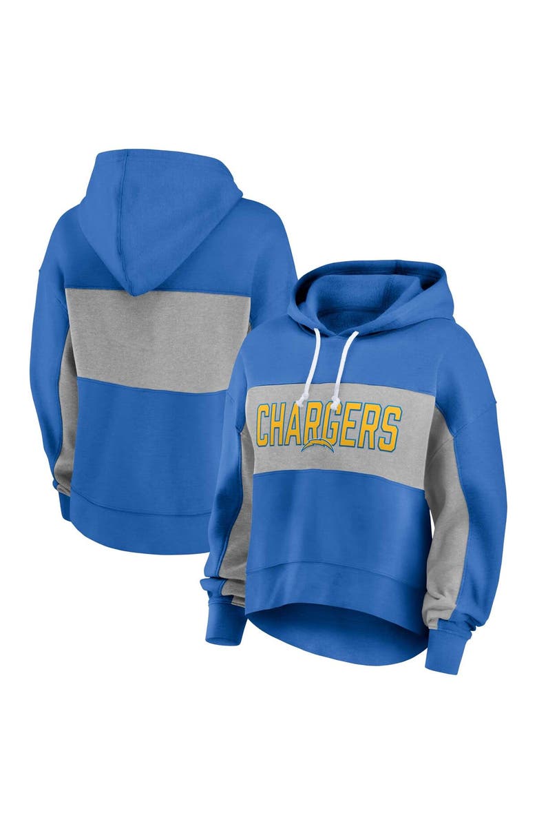 FANATICS Women's Fanatics Branded  Powder Blue Los Angeles Chargers Filled Stat Sheet Lighweight Modest Crop Hoodie, Alternate, color, 