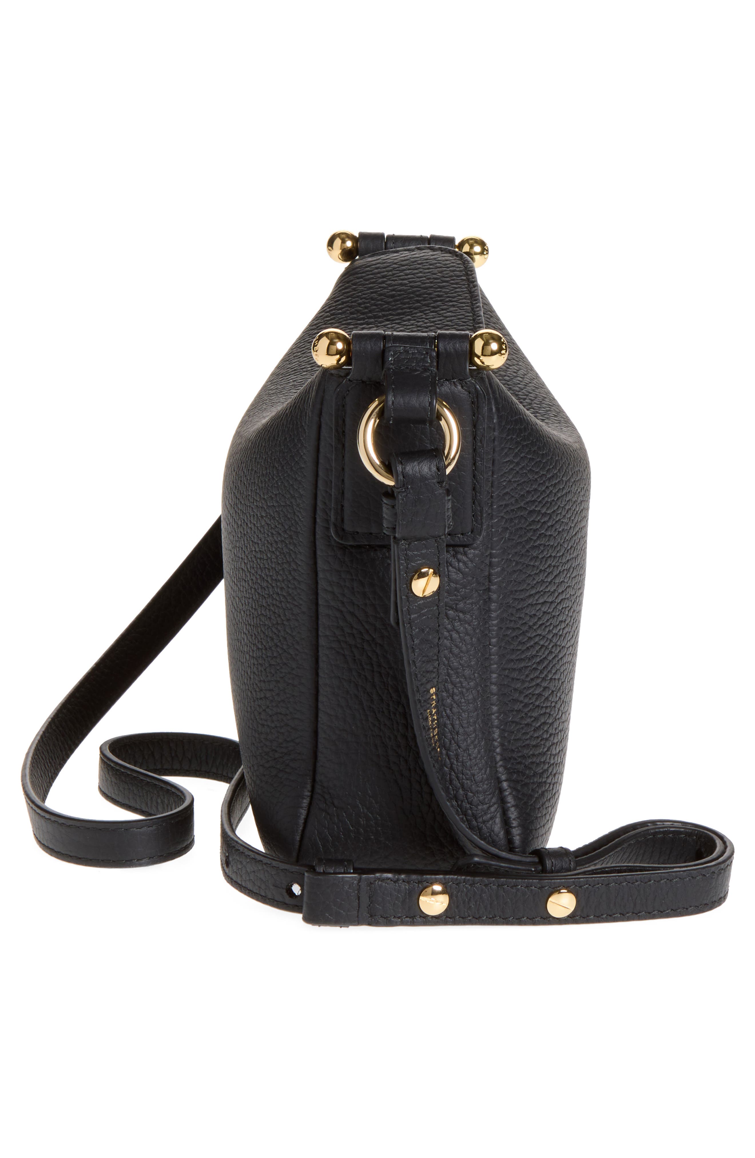 Sway Grained Leather Shoulder Bag, Alternate, color, BLACK
