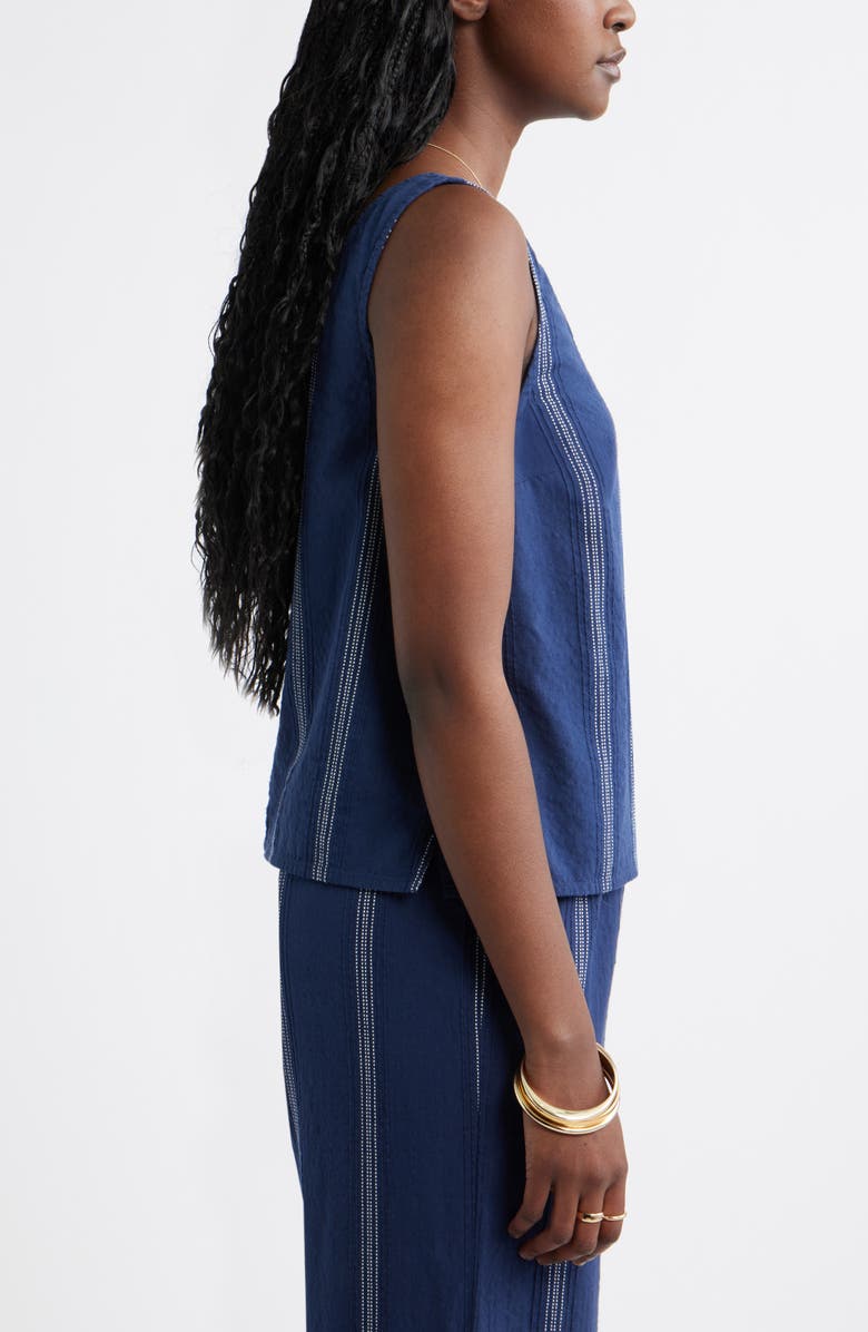 Caslon<sup>®</sup> Button Front Sleeveless Top, Alternate, color, Navy- Ivory Stripe