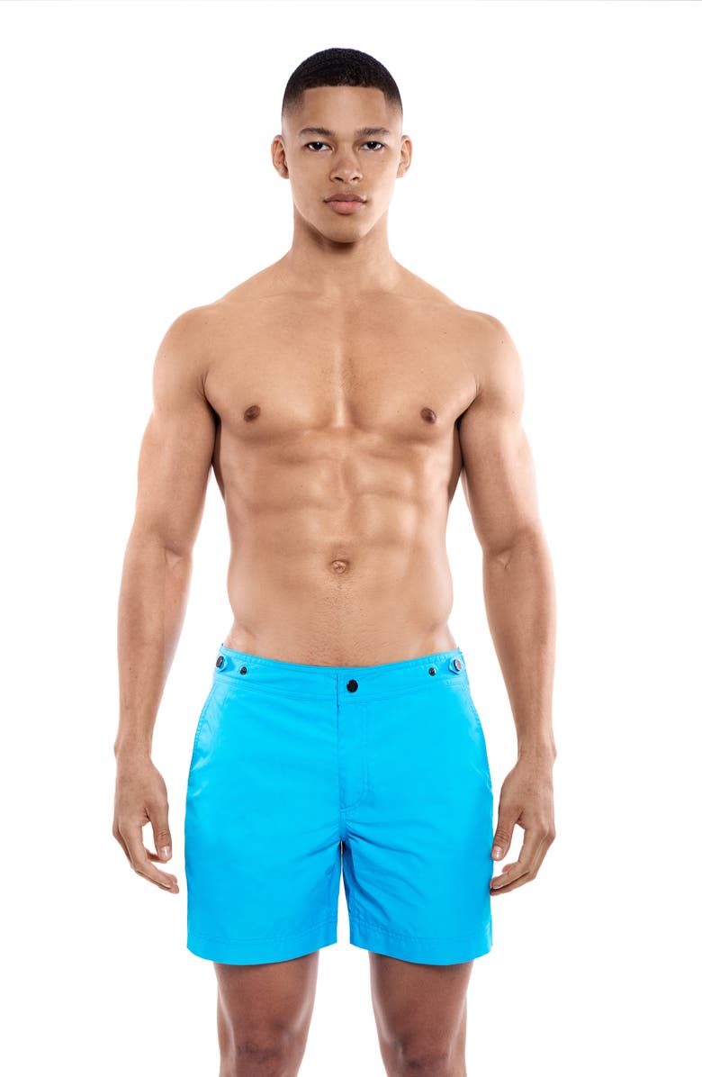 PRINCE & BOND Elvio Tailored Solid Hybrid Swim Trunks, Alternate, color, 