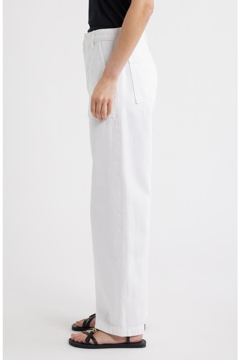 The Bow High Waist Wide Leg Utility Jeans, Alternate, color, WHITE