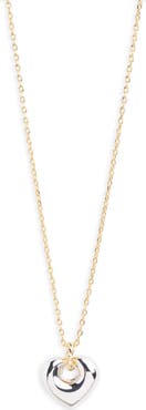 ARGENTO VIVO Two Tone Puffy Heart Pendant Necklace