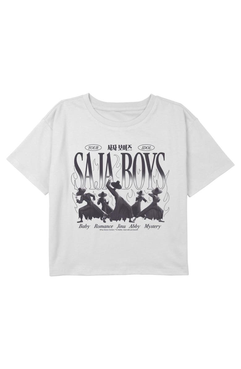 KPop Demon Hunters Girl's KPop Demon Hunters Your Saja Boys Idols Flames  Graphic T-Shirt, Main, color, White