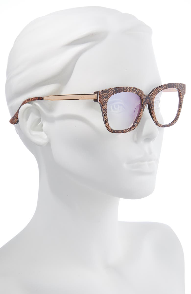DIFF Bella 50mm Round Blue Light Blocking Glasses, Alternate, color, Snake Skin