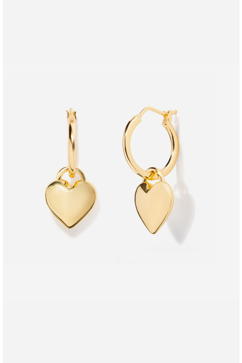 Freya Puffed Heart Drop Earrings, Main, color, Gold