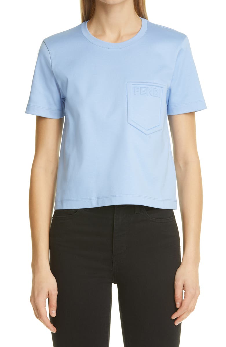 Fendi Women's Trompe l'Oeil Logo Jersey T-Shirt, Main, color,