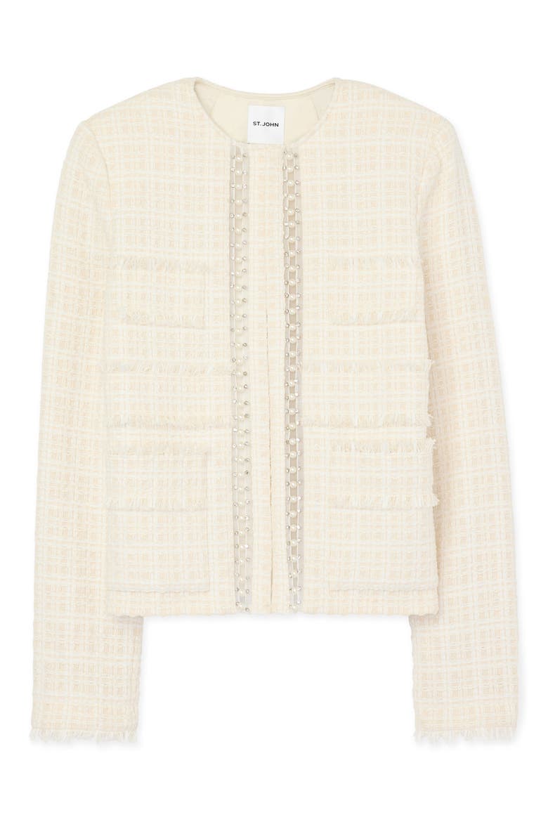 Embellished Tweed Jacket, Alternate, color, EC00 ECRU
