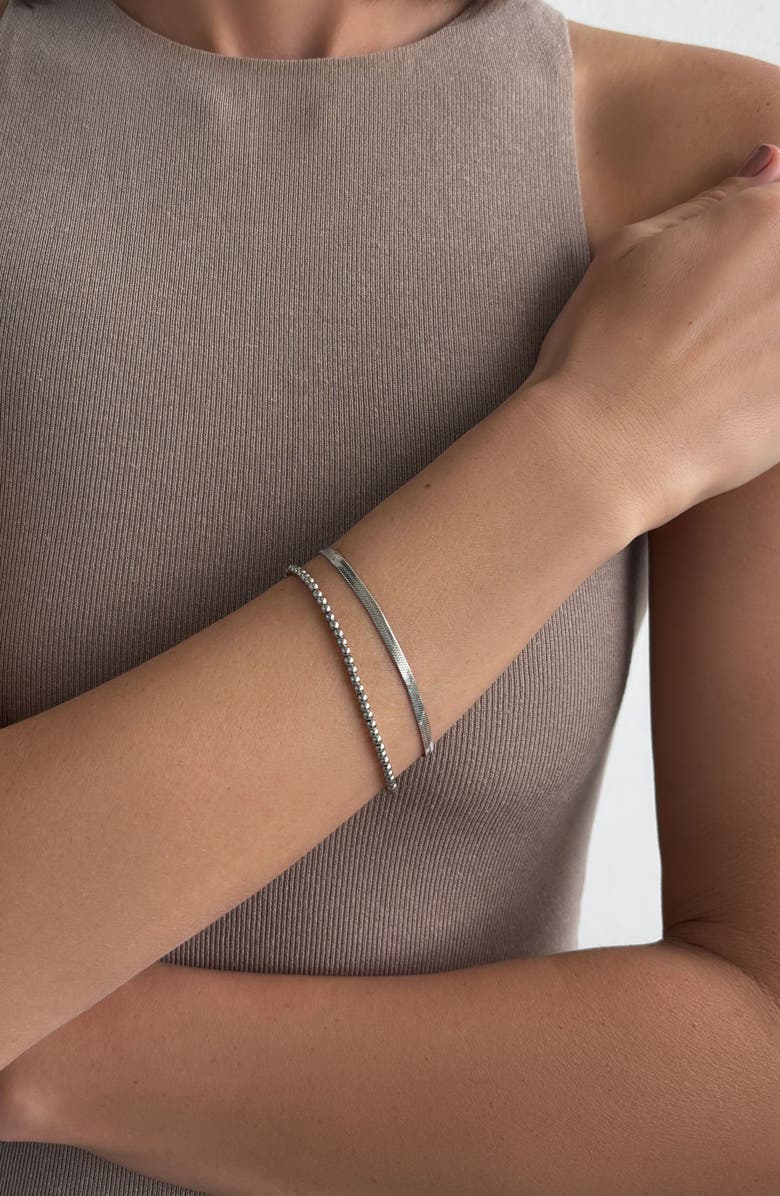 Adornia Set of 2 Herringbone & Bead Chain Bracelets, Alternate, color, 