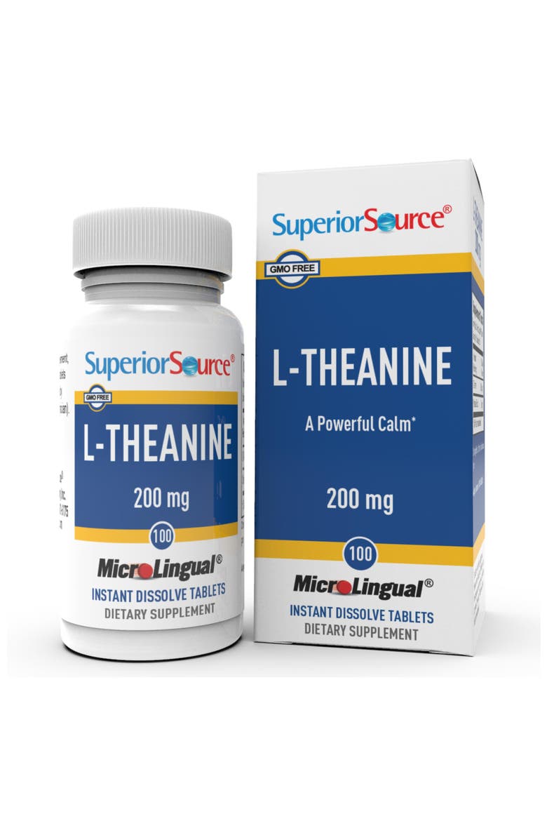 L-Theanine Instant Dissolve Tablets Brain Support Supplement, Main, color, White
